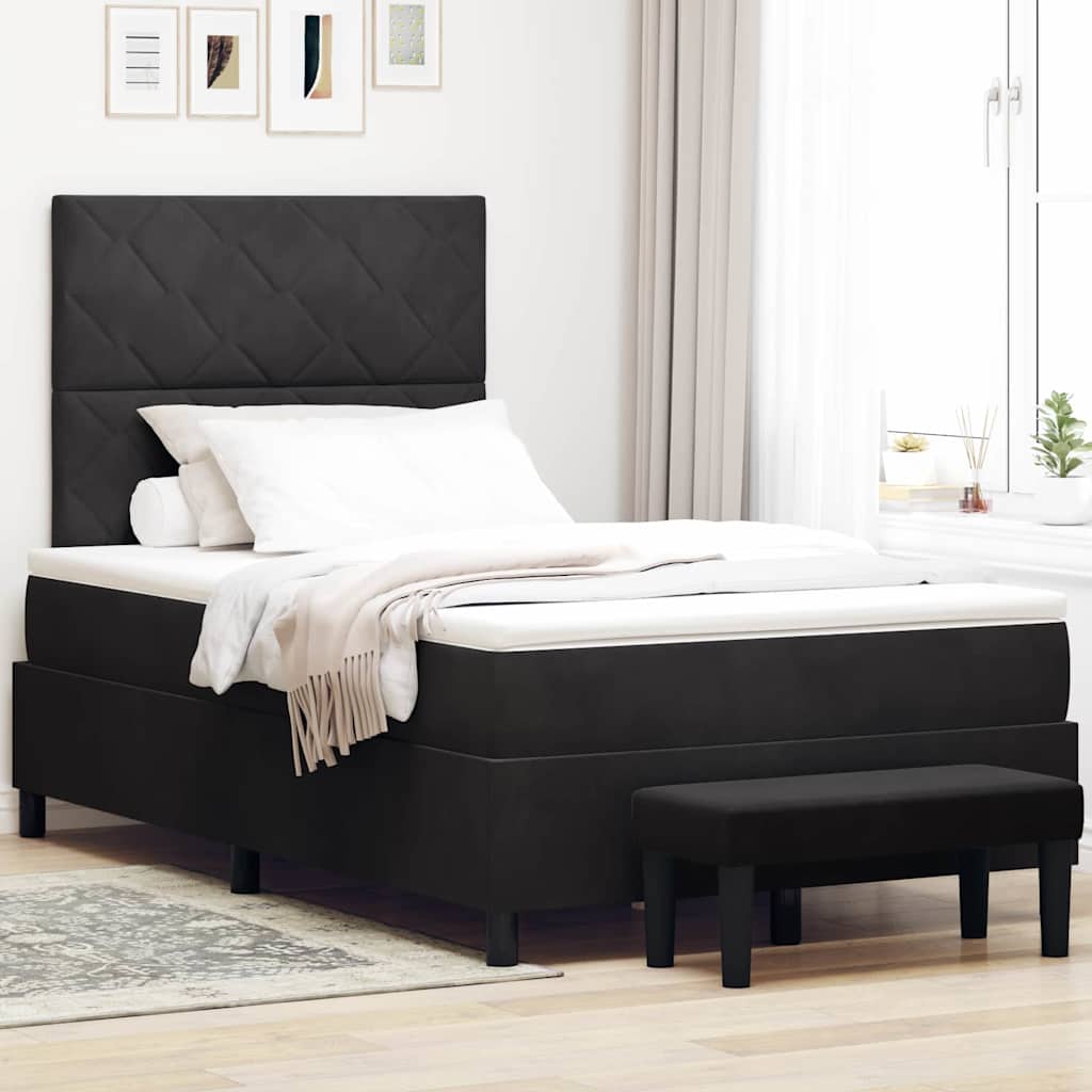 Box spring seng med hovedgærde Sort 190 x 120 cm Fløjl