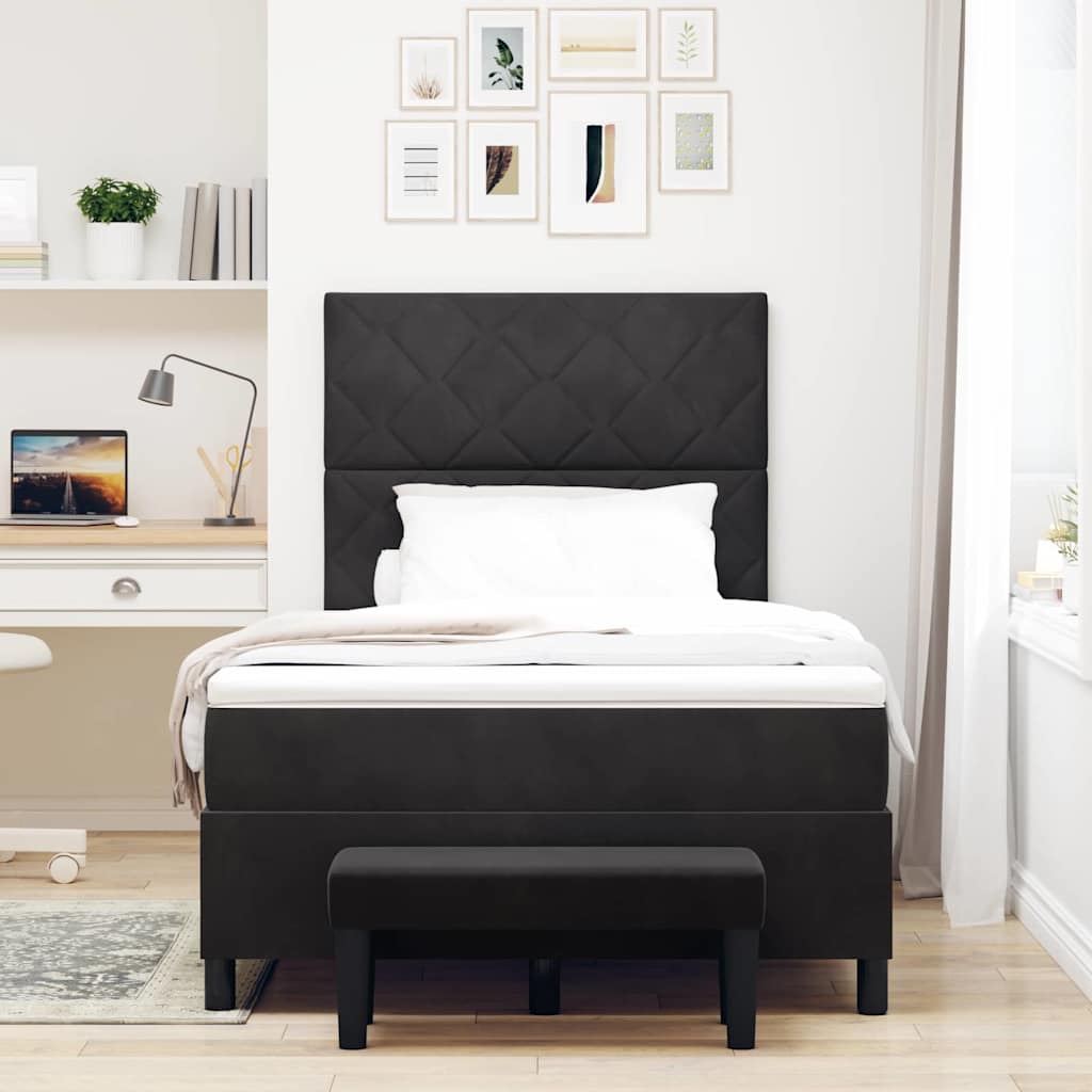 Box spring seng med hovedgærde Sort 190 x 120 cm Fløjl