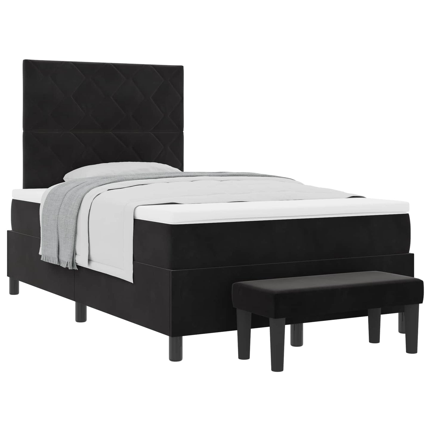 Box spring seng med hovedgærde Sort 190 x 120 cm Fløjl