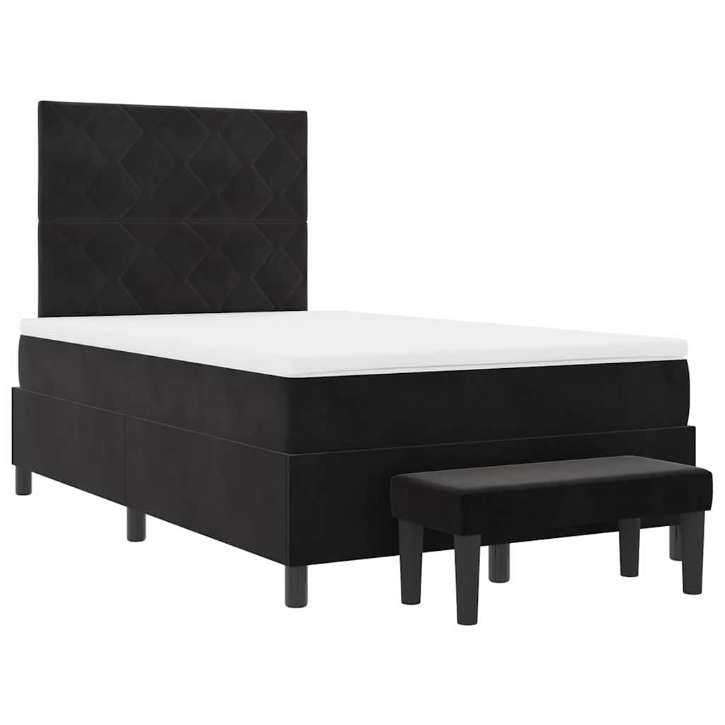 Box spring seng med hovedgærde Sort 190 x 120 cm Fløjl