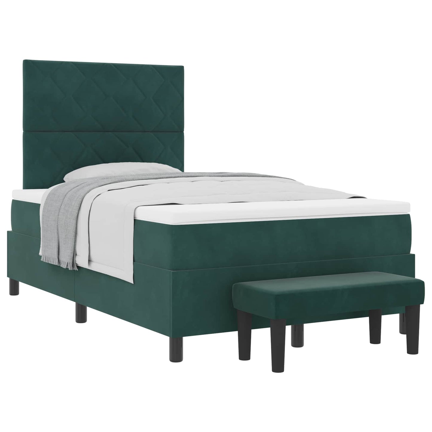 Box spring seng med hovedgærde Mørkegrøn 190 x 120 cm Fløjl
