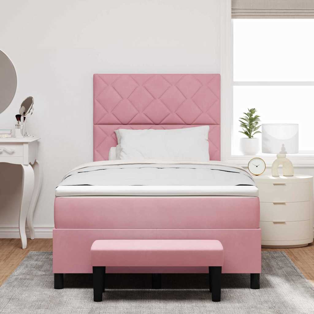Box spring seng med hovedgærde Lyserød 190 x 120 cm Fløjl