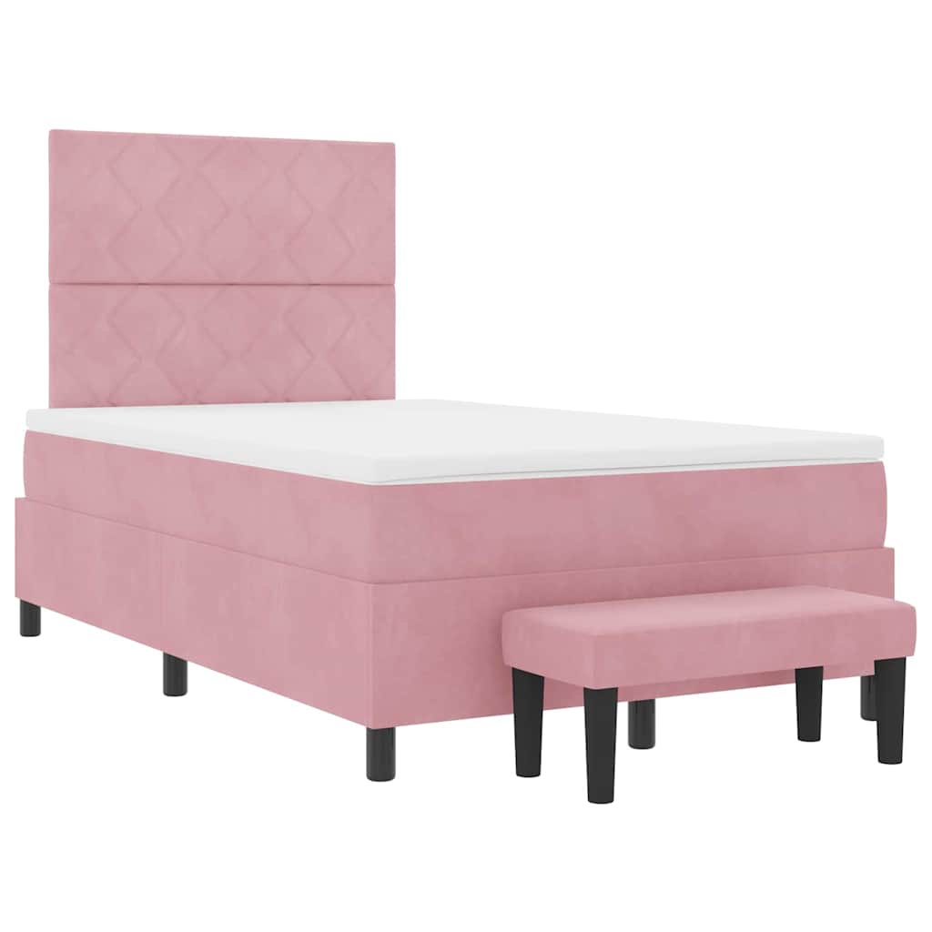 Box spring seng med hovedgærde Lyserød 190 x 120 cm Fløjl