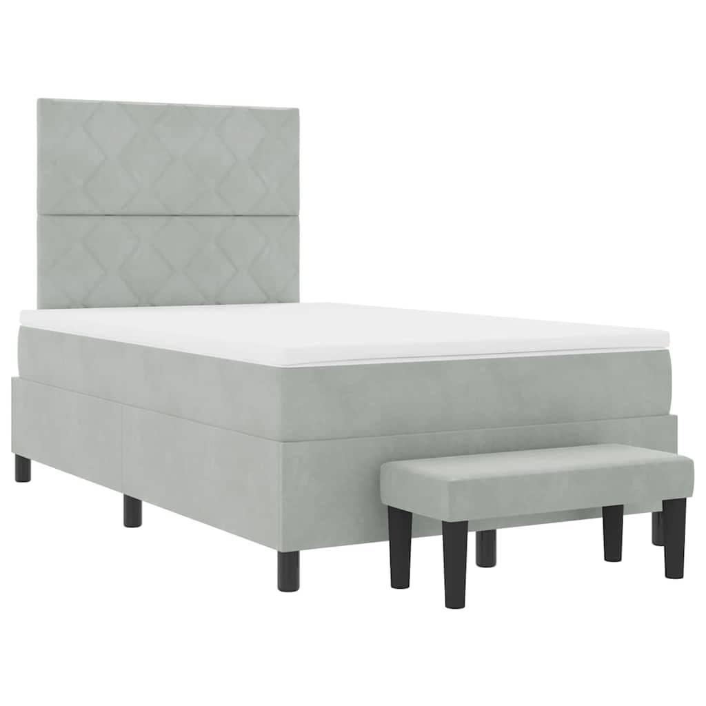 Box spring seng med pude Lysegrå 200 x 120 cm Fløjl