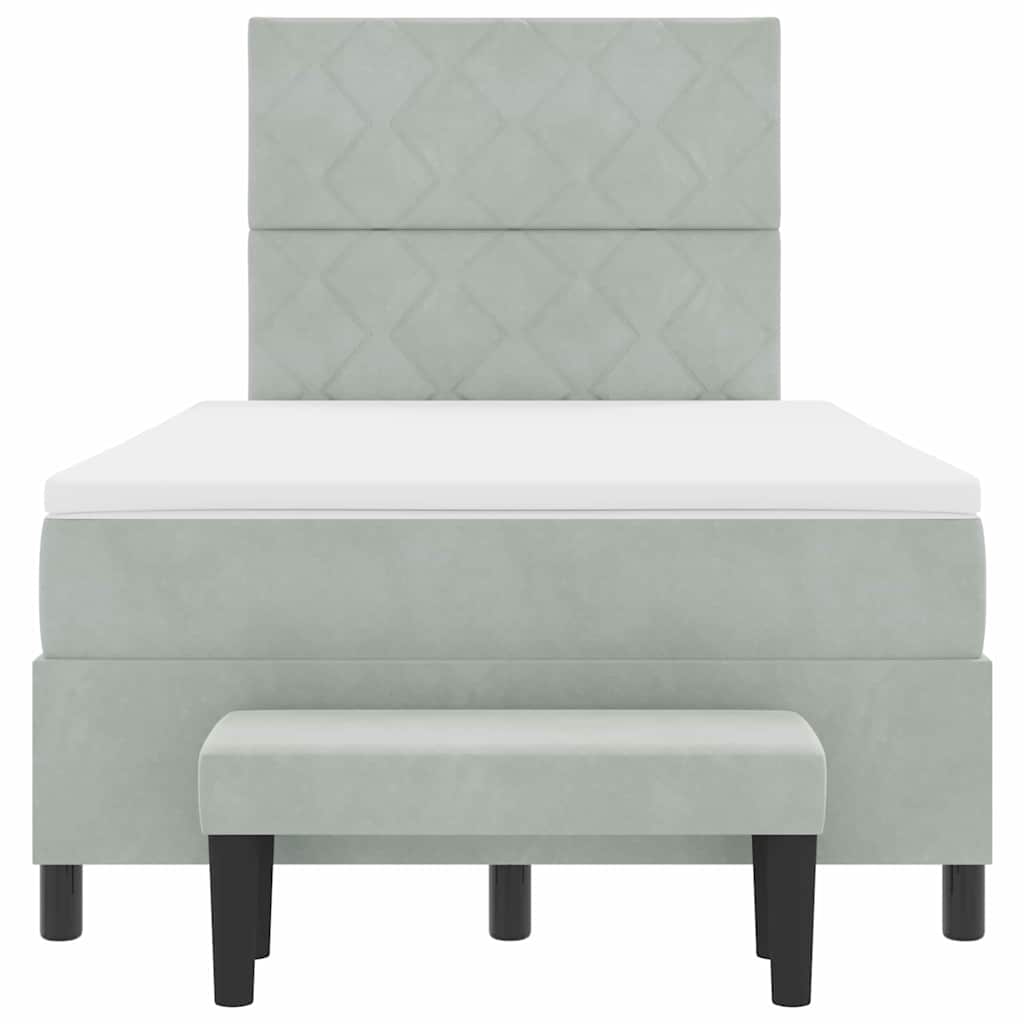Box spring seng med pude Lysegrå 200 x 120 cm Fløjl