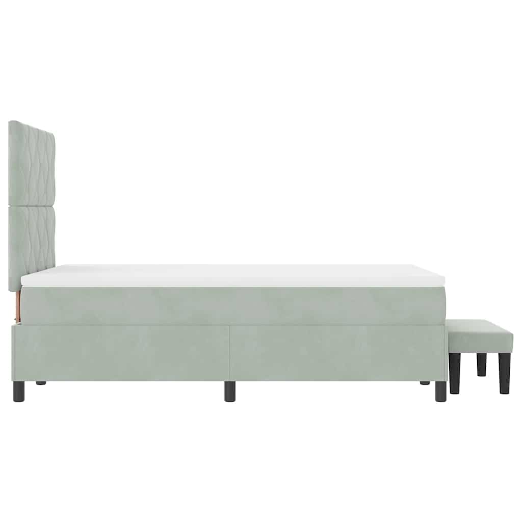 Box spring seng med pude Lysegrå 200 x 120 cm Fløjl