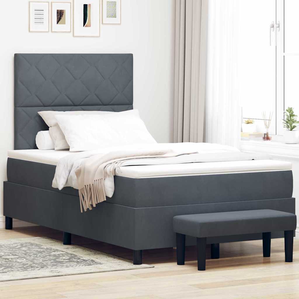 Box spring seng med hovedgærde Mørkegrå 200 x 120 cm Fløjl