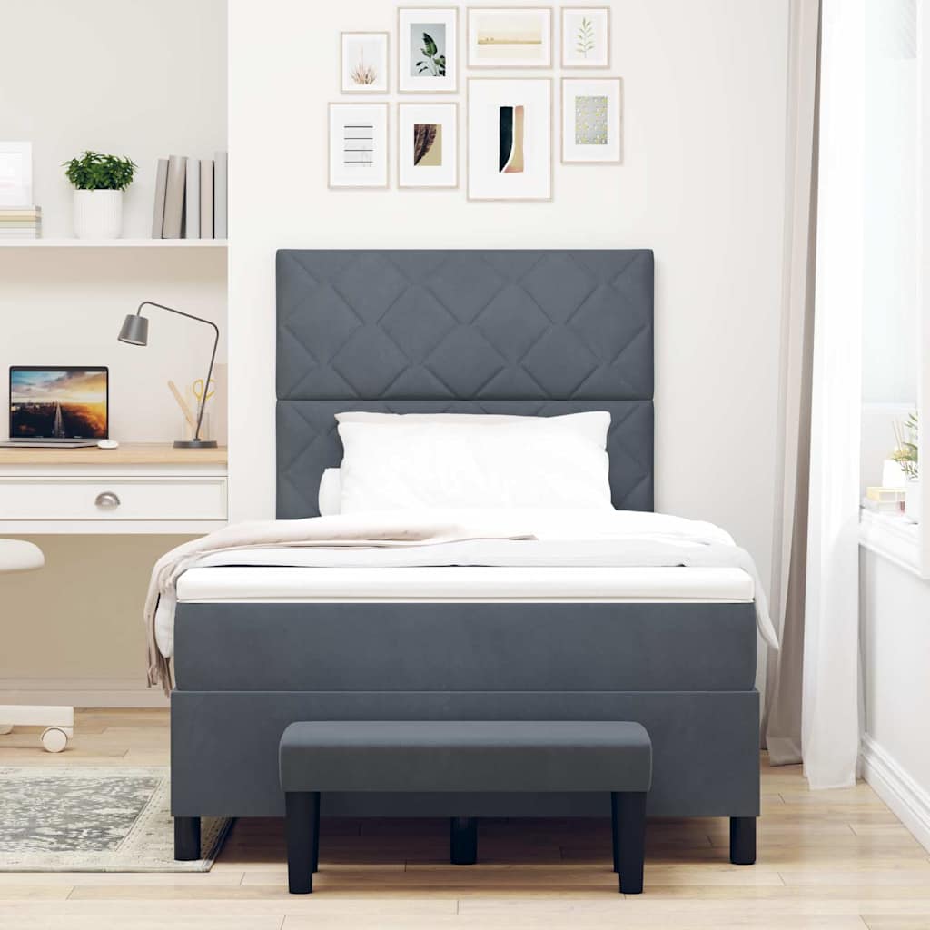 Box spring seng med hovedgærde Mørkegrå 200 x 120 cm Fløjl