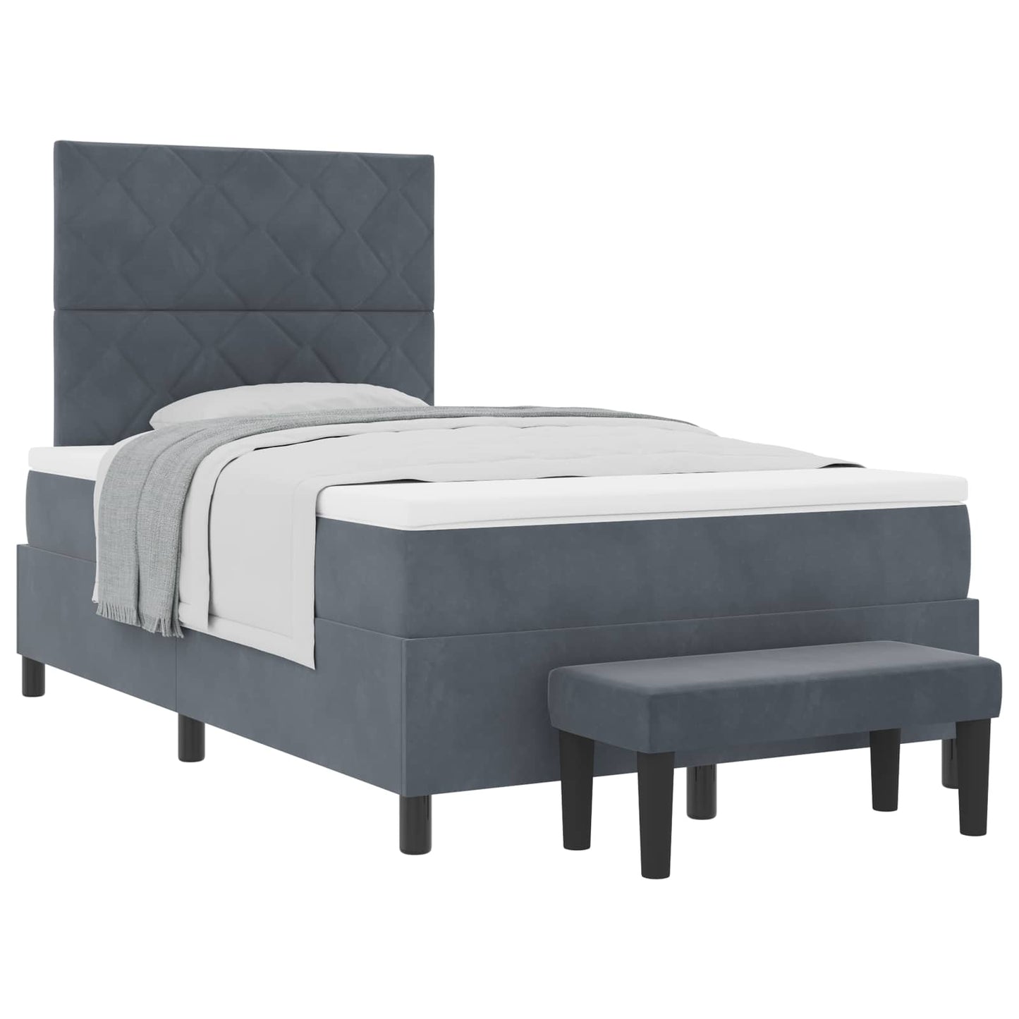 Box spring seng med hovedgærde Mørkegrå 200 x 120 cm Fløjl