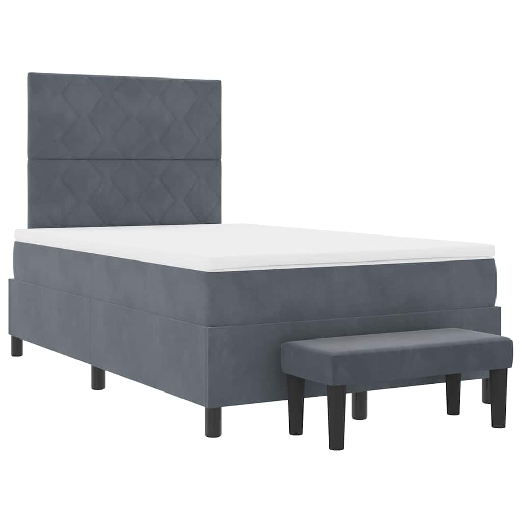 Box spring seng med hovedgærde Mørkegrå 200 x 120 cm Fløjl