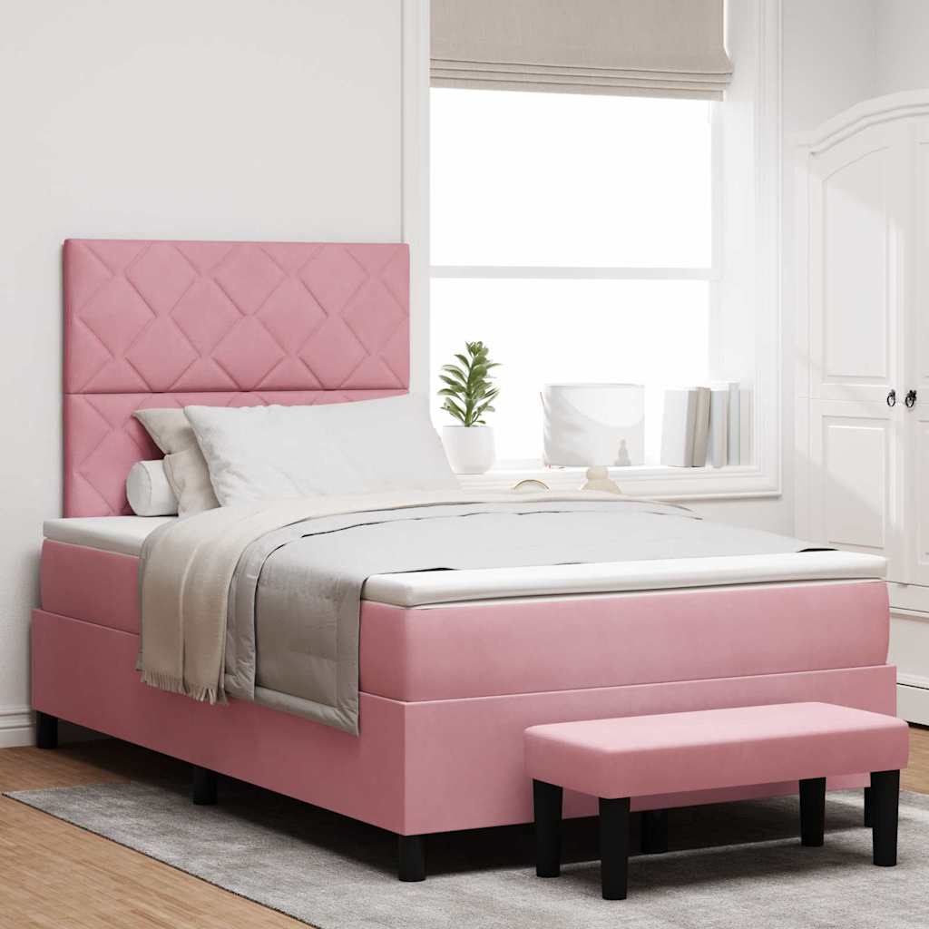 Box spring seng med hovedgærde Lyserød 200 x 120 cm Fløjl