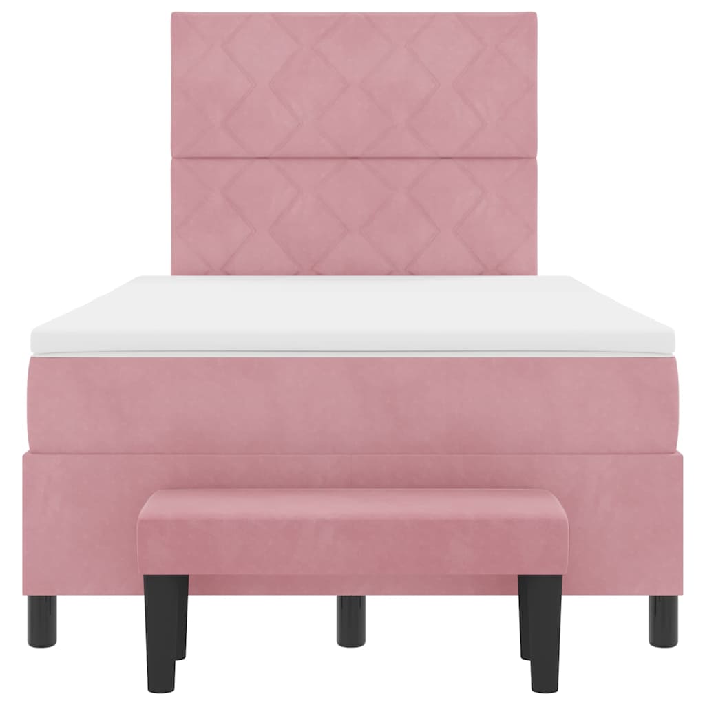 Box spring seng med hovedgærde Lyserød 200 x 120 cm Fløjl