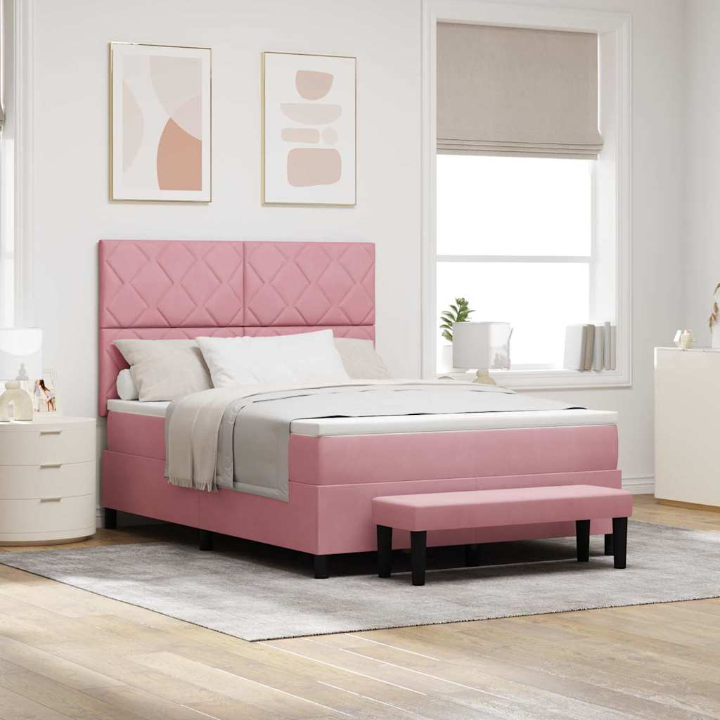 Box spring seng med pude Lyserød 200 x 140 cm Fløjl