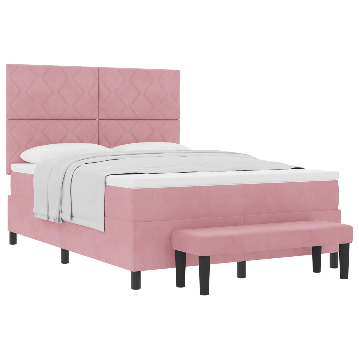 Box spring seng med pude Lyserød 200 x 140 cm Fløjl