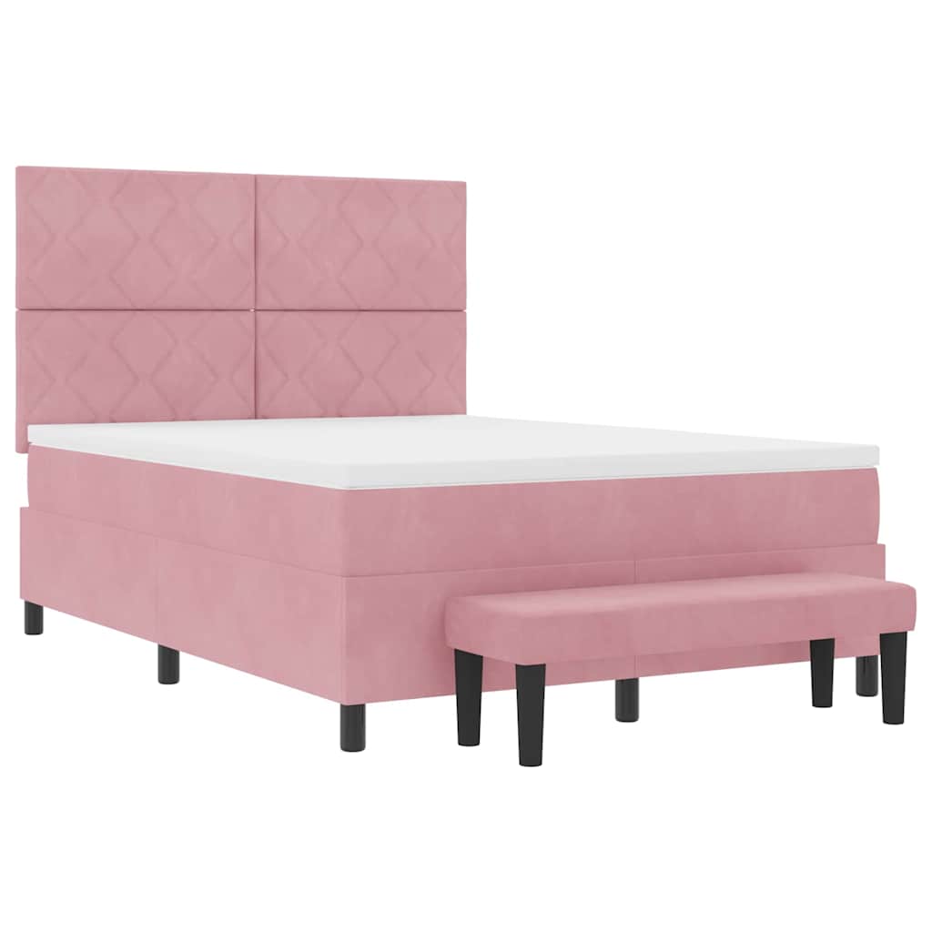 Box spring seng med pude Lyserød 200 x 140 cm Fløjl