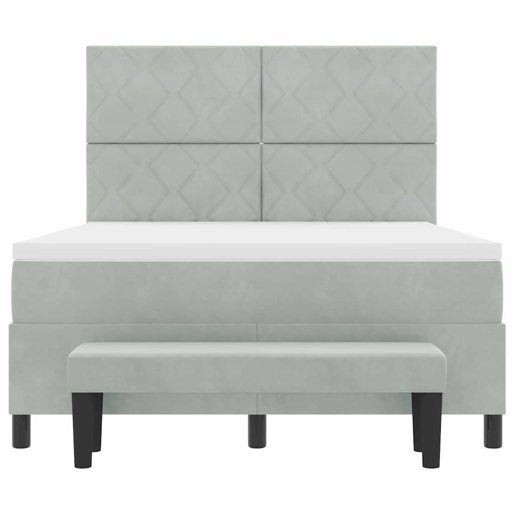 Box spring seng med hovedgærde Lysegrå 200 x 160 cm Fløjl