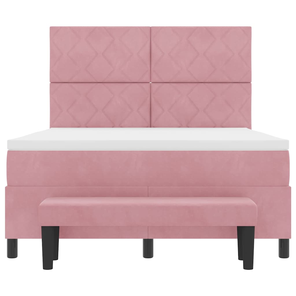 Box spring seng med hovedgærde Lyserød 200 x 160 cm Fløjl