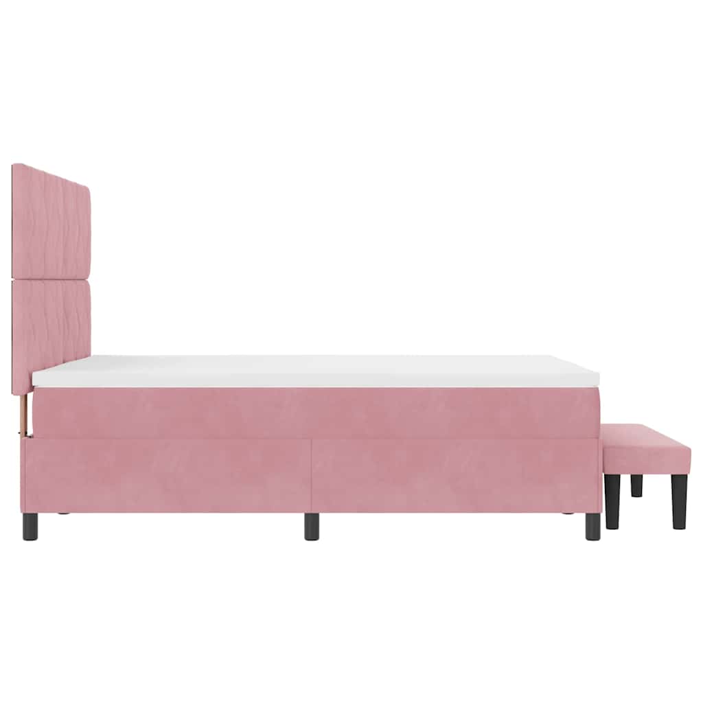 Box spring seng med hovedgærde Lyserød 200 x 160 cm Fløjl