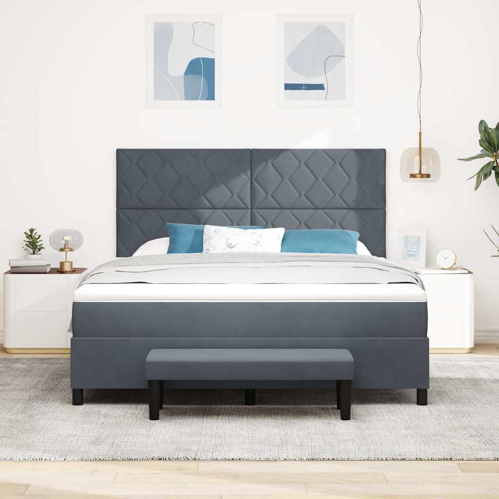 Box spring seng med hovedgærde Mørkegrå 200 x 180 cm Fløjl