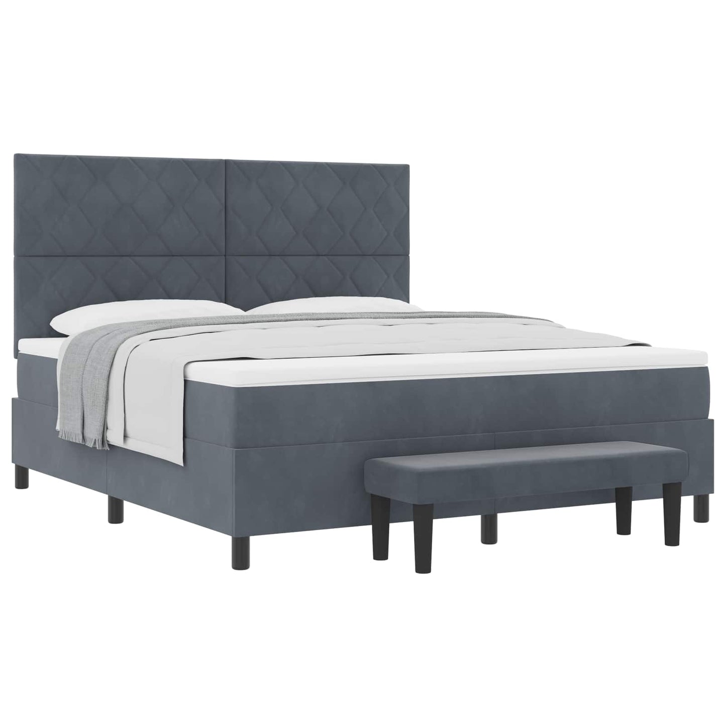 Box spring seng med hovedgærde Mørkegrå 200 x 180 cm Fløjl