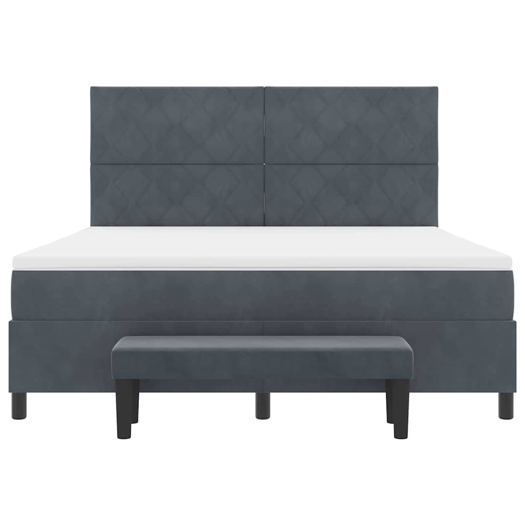 Box spring seng med hovedgærde Mørkegrå 200 x 180 cm Fløjl