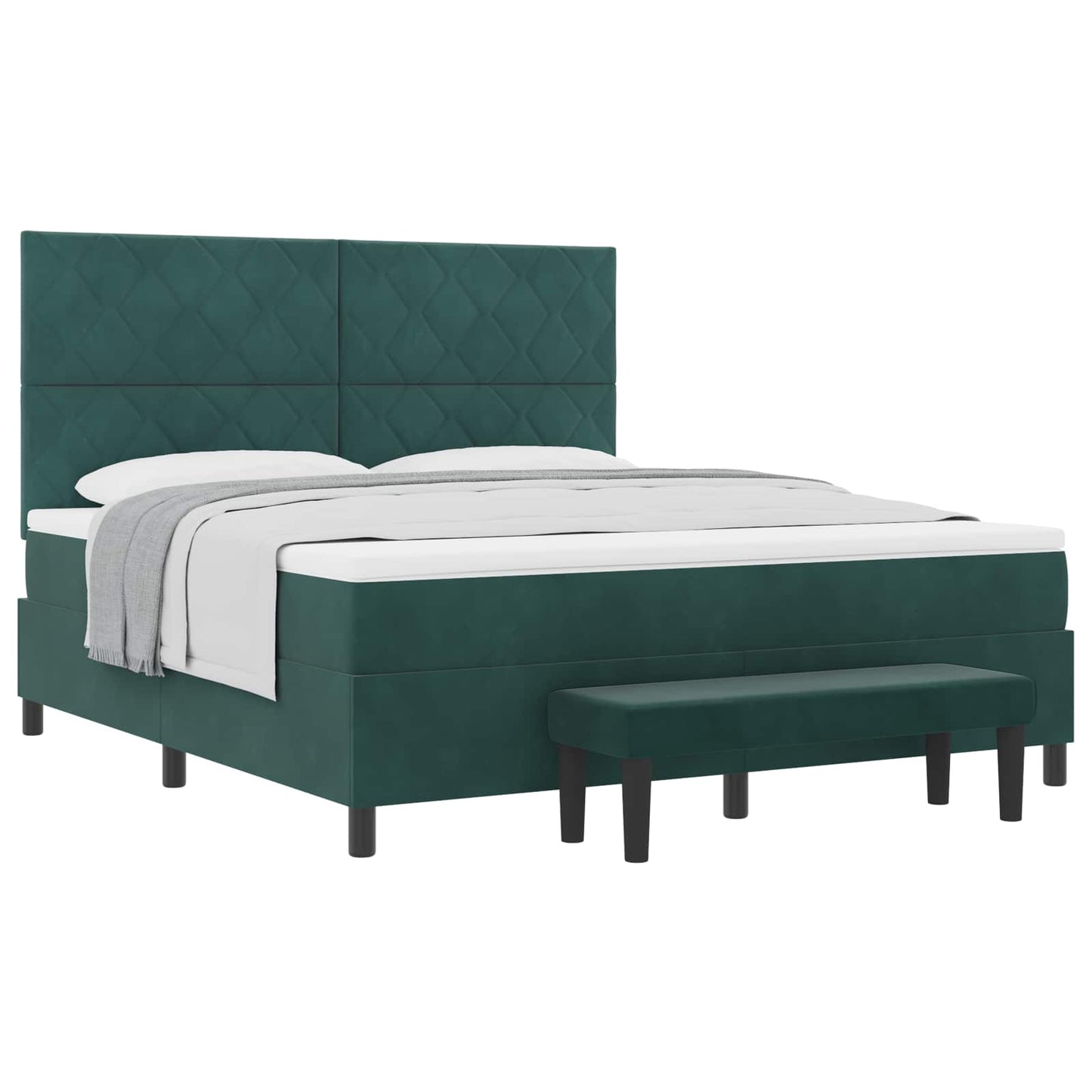 Box spring seng med hovedgærde Mørkegrøn 200 x 180 cm Fløjl
