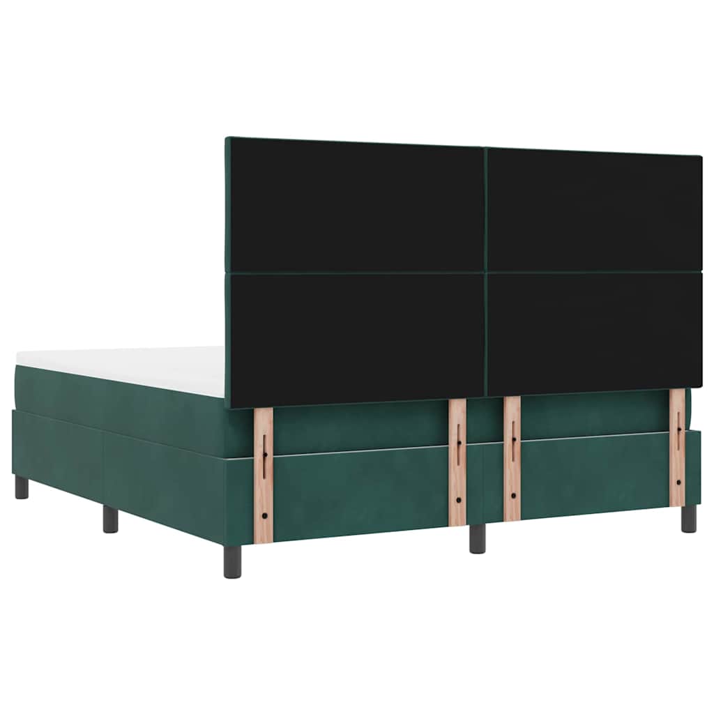 Box spring seng med hovedgærde Mørkegrøn 200 x 180 cm Fløjl