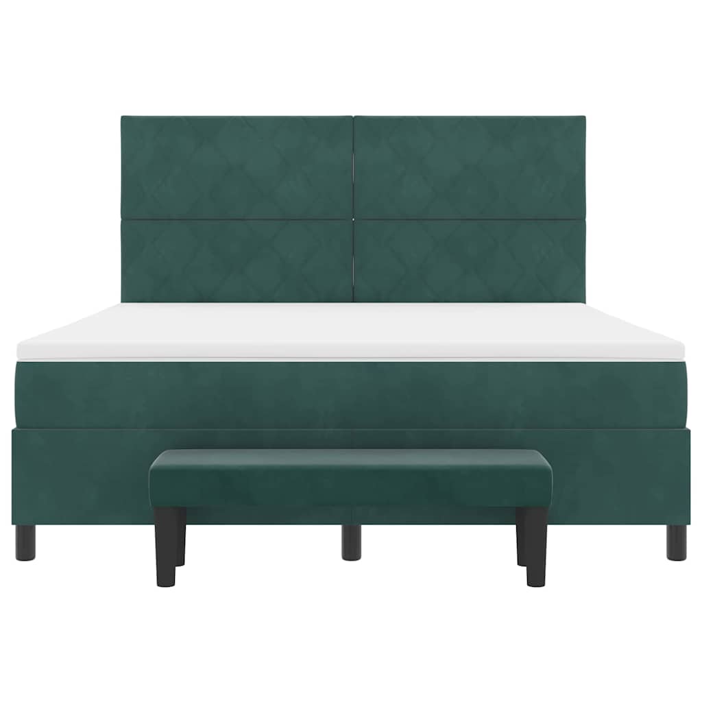 Box spring seng med hovedgærde Mørkegrøn 200 x 180 cm Fløjl
