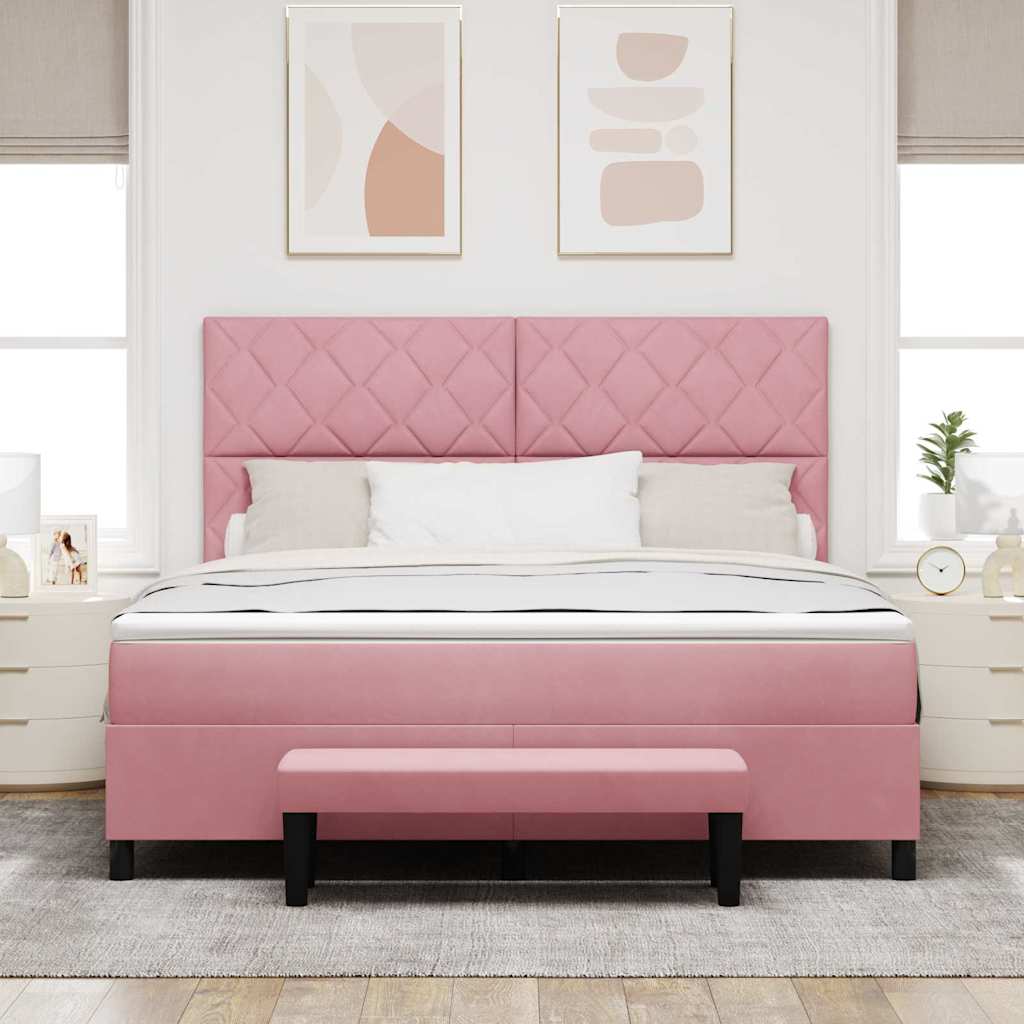 Box spring seng med hovedgærde Lyserød 200 x 180 cm Fløjl