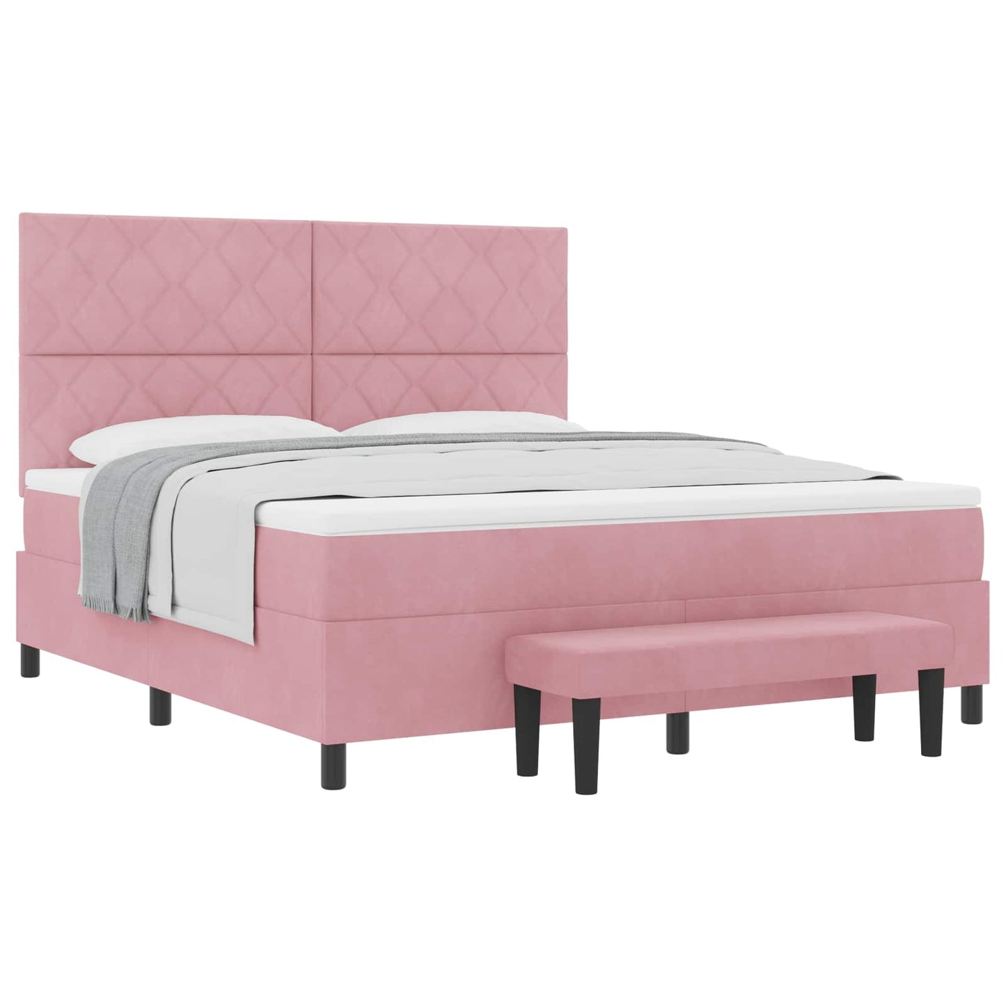 Box spring seng med hovedgærde Lyserød 200 x 180 cm Fløjl