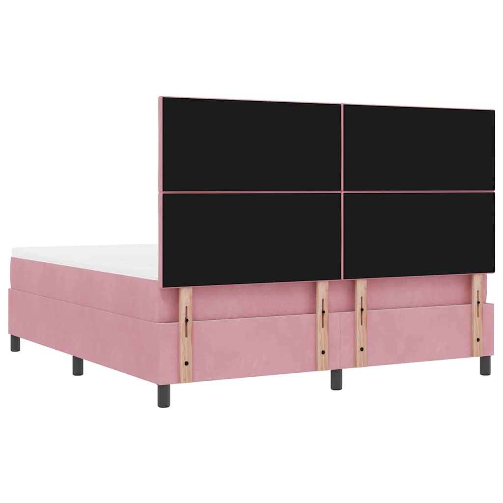 Box spring seng med hovedgærde Lyserød 200 x 180 cm Fløjl