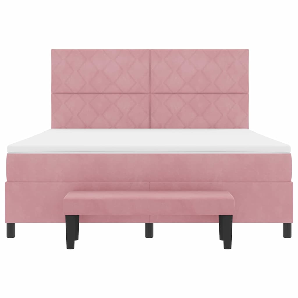 Box spring seng med hovedgærde Lyserød 200 x 180 cm Fløjl