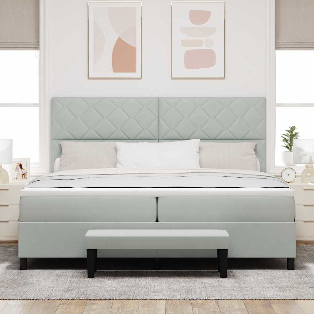 Box spring seng med hovedgærde Lysegrå 200 x 200 cm Fløjl