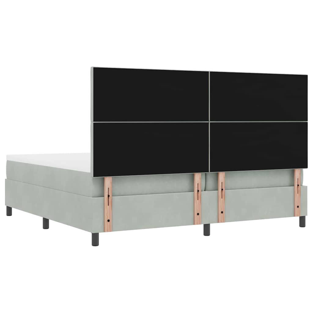 Box spring seng med hovedgærde Lysegrå 200 x 200 cm Fløjl