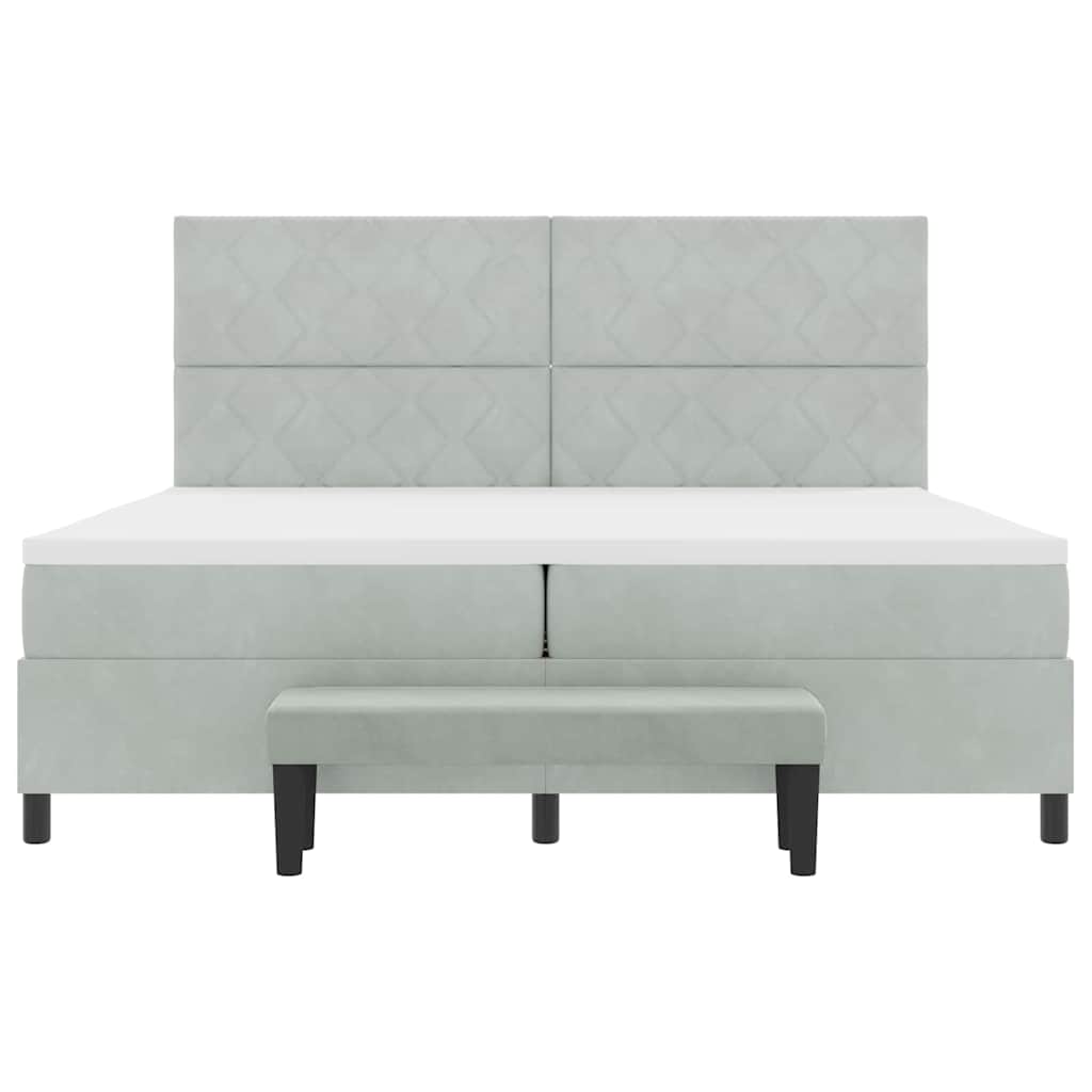 Box spring seng med hovedgærde Lysegrå 200 x 200 cm Fløjl