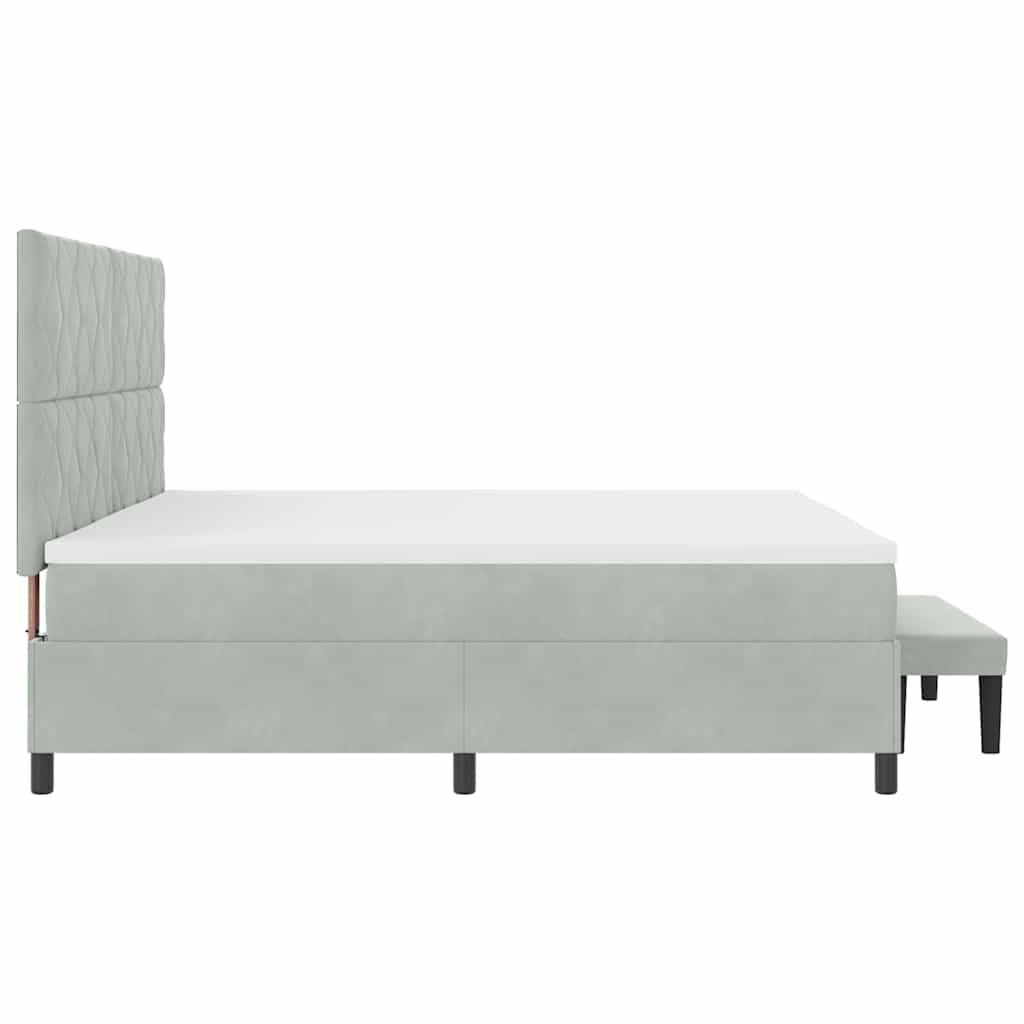 Box spring seng med hovedgærde Lysegrå 200 x 200 cm Fløjl
