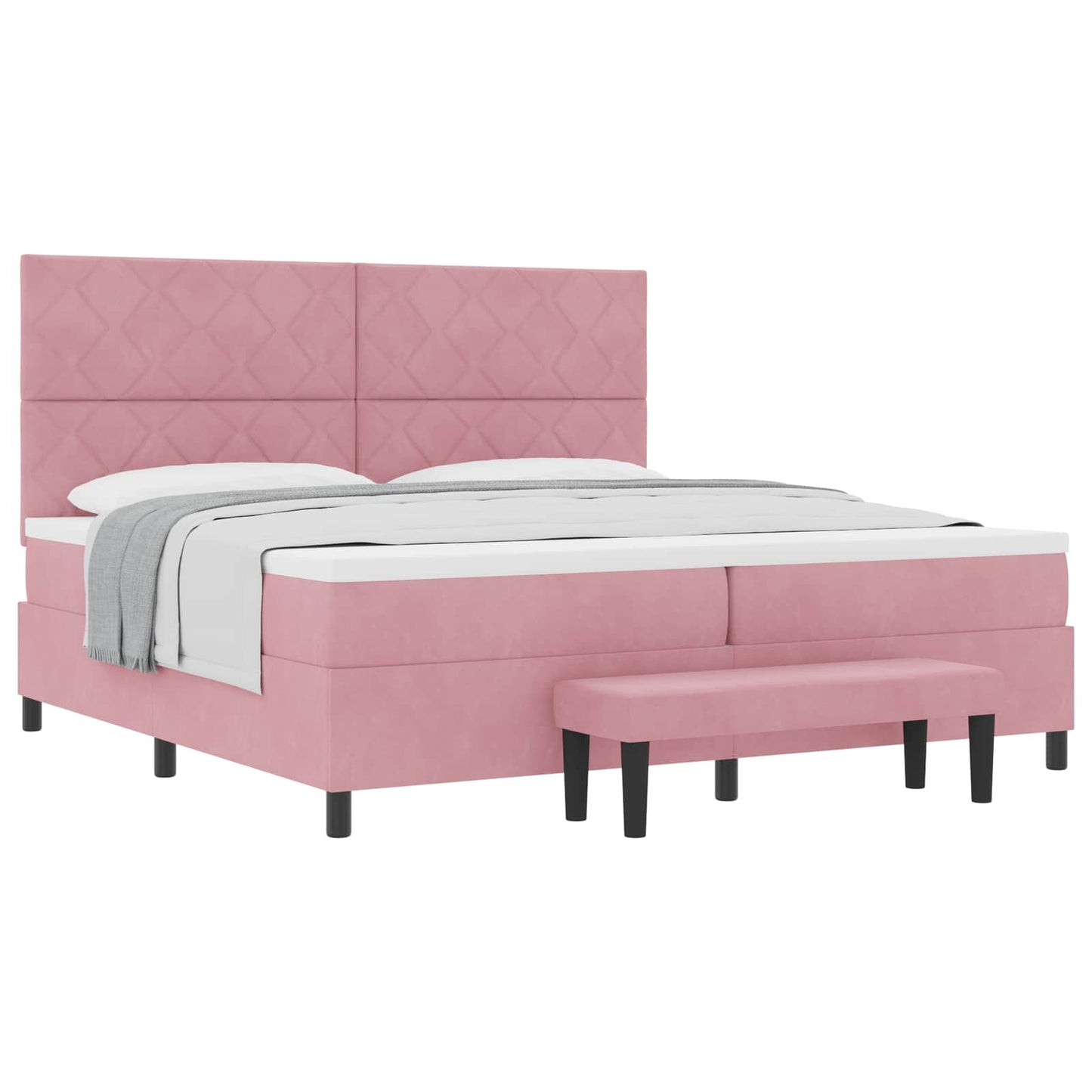 Box spring seng med hovedgærde Lyserød 200 x 200 cm Fløjl