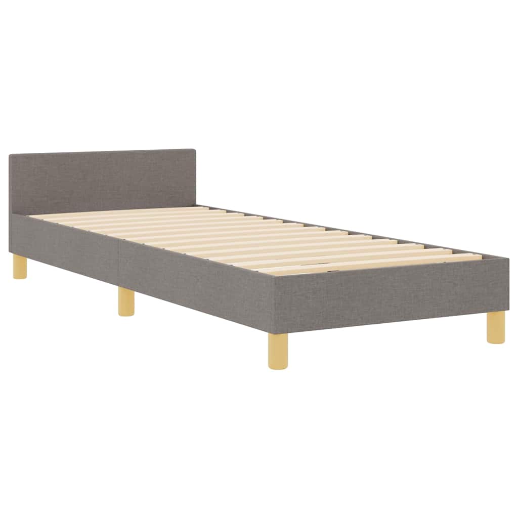 Sengestel med hovedgærde Gråbrun 90 x 200 cm Stof