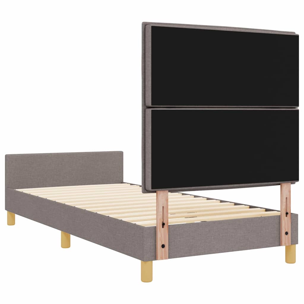 Sengestel med hovedgærde Gråbrun 90 x 200 cm Stof