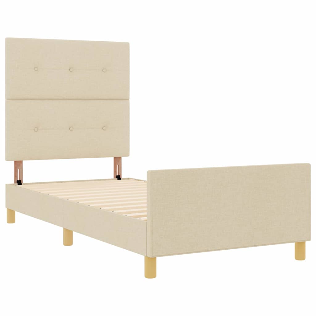 Sengestel med hovedgærde Creme 80 x 200 cm Stof