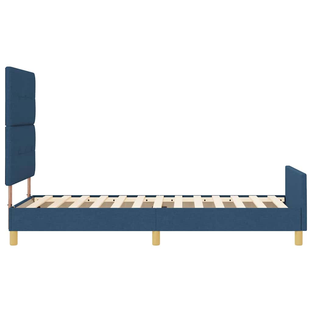 Sengestel med hovedgærde Blå 90 x 190 cm Stof