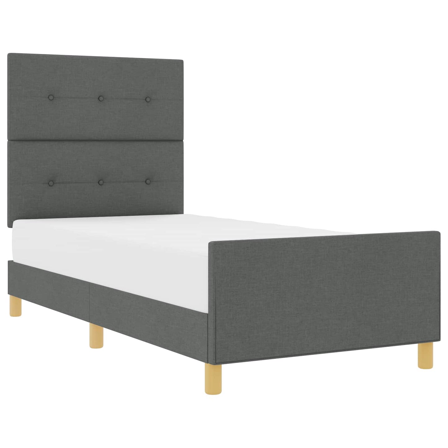 Sengestel med hovedgærde Mørkegrå 90 x 200 cm Stof
