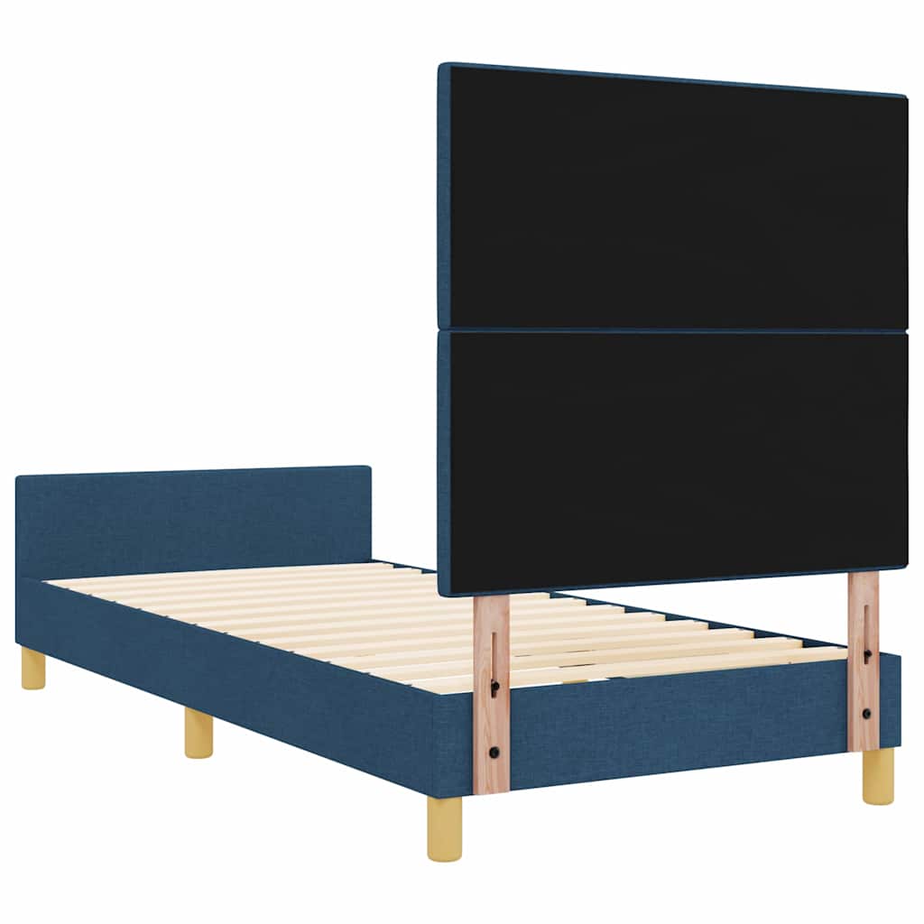 Sengestel med hovedgærde Blå 90 x 200 cm Stof