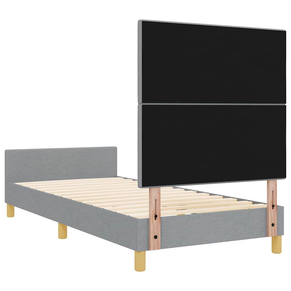 Sengestel med hovedgærde Lysegrå 100 x 200 cm Stof