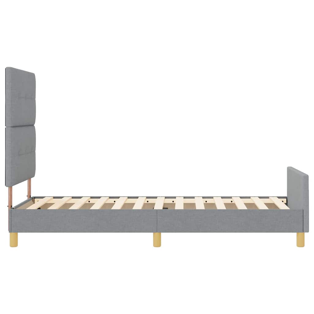 Sengestel med hovedgærde Lysegrå 100 x 200 cm Stof