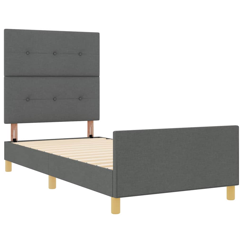 Sengestel med hovedgærde Mørkegrå 100 x 200 cm Stof