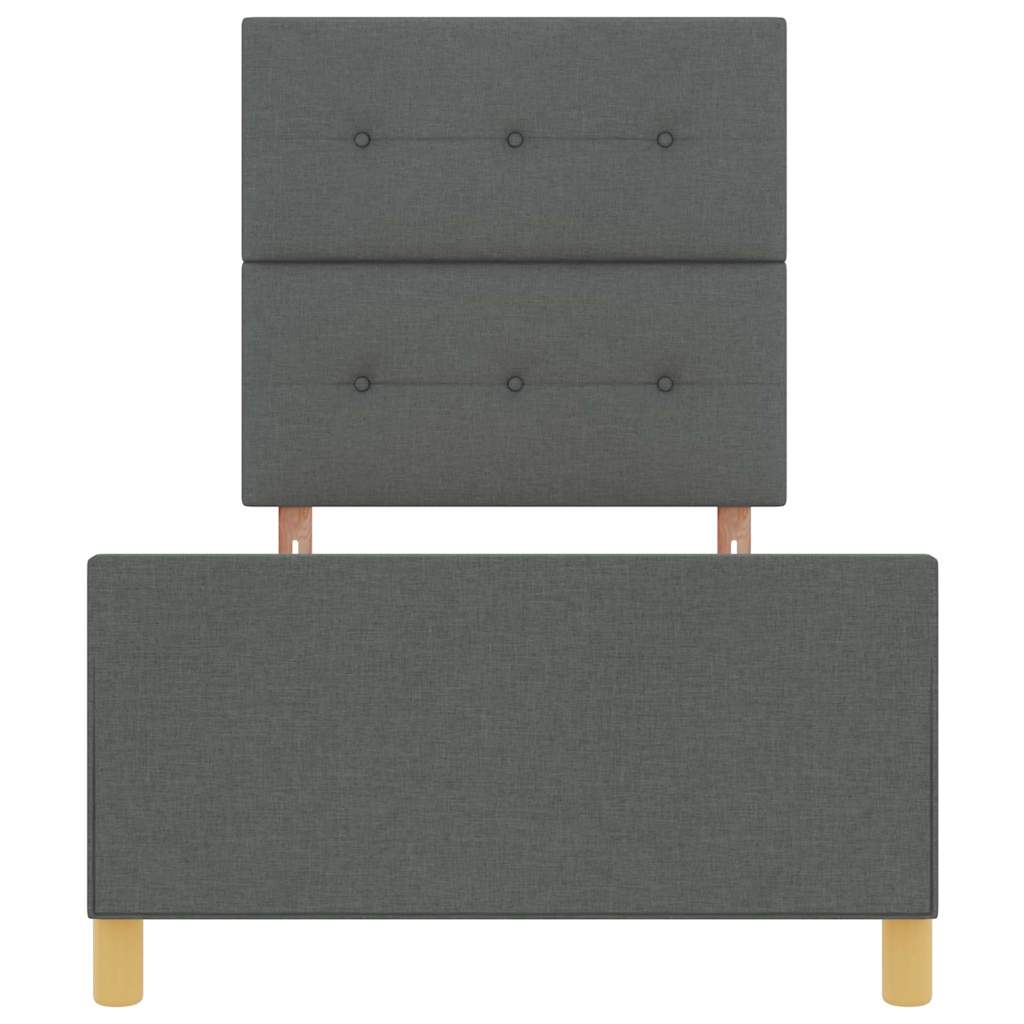 Sengestel med hovedgærde Mørkegrå 100 x 200 cm Stof