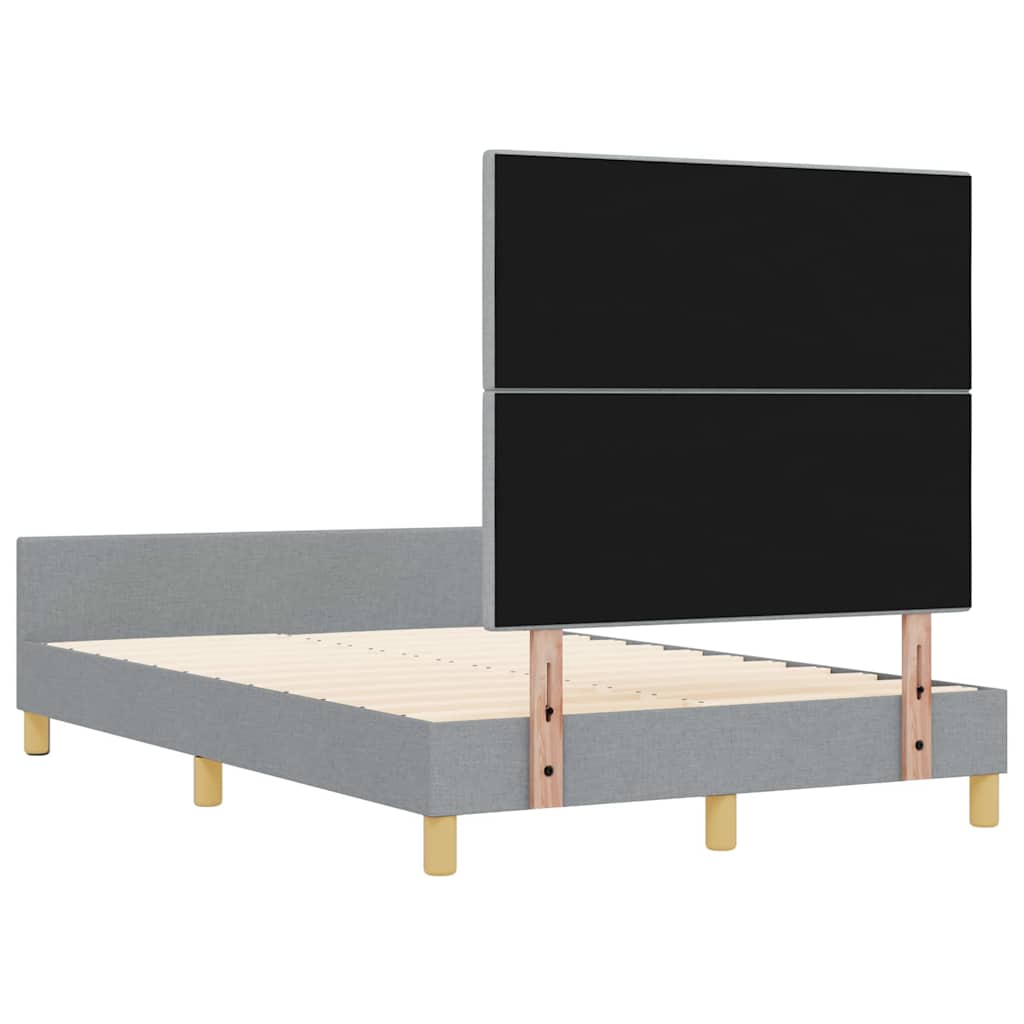 Sengestel med hovedgærde Lysegrå 120 x 200 cm Stof