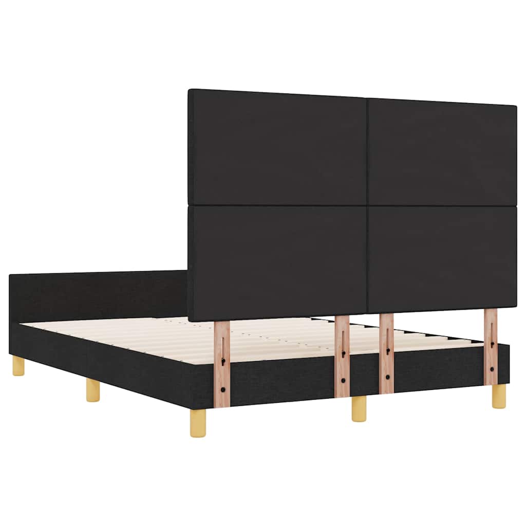 Sengestel med hovedgærde Sort 140 x 200 cm Stof