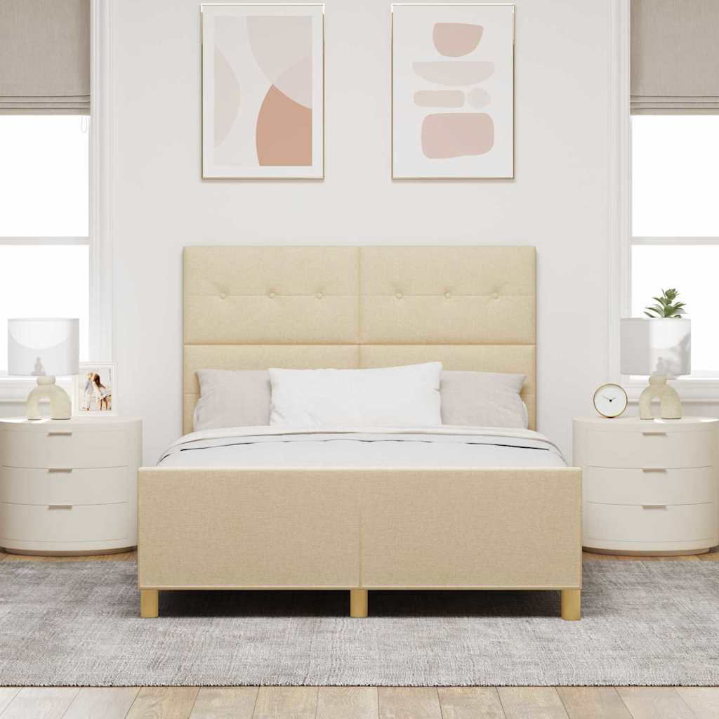 Sengestel med hovedgærde Creme 160 x 200 cm Stof
